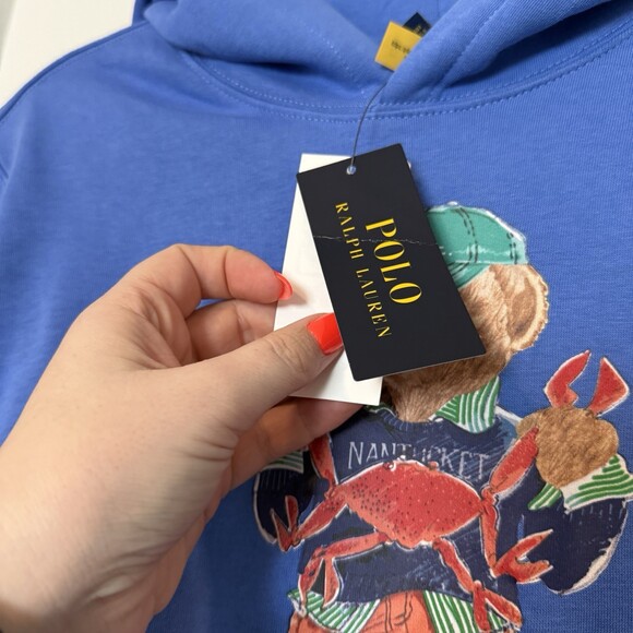 Polo Ralph Lauren Boys Polo Bear Hoodie Pullover Size L (14-16) Nantucket NWT - Picture 5 of 6